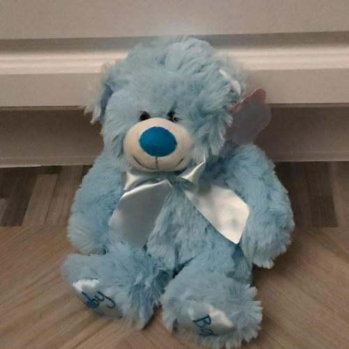 New blue white plush teddy - blue, &