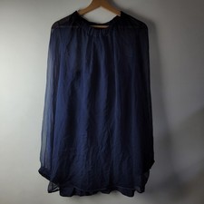 Richard Nicoll Women Size S Navy Blue Sheer 100% Silk Boxy Blouse Casual Smart