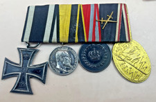 WW1 Imperial German Era Group 4 Medals on Bar Iron Cross, Wurttemburg Medals etc