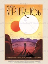 SPACE SCIENCE ART TRAVEL KEPLER 16B BINARY STAR SYSTEM POSTER PRINT HP2006