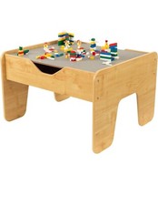 KidKraft Reversible Wooden Activity Table with Board with 195 Building Bricks – 
