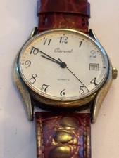 Carvel - Gents gold and brown strap dress watch - Untested