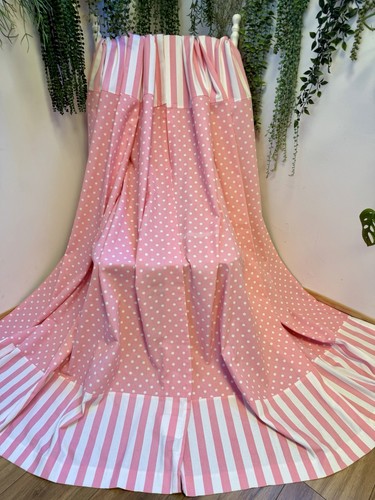 Pink white 100 cotton polka - cotton,
