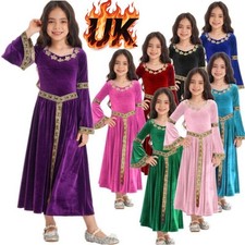 Kids Girls Medieval Princess Maxi Dress Renaissance Costume Vintage Retro Gowns