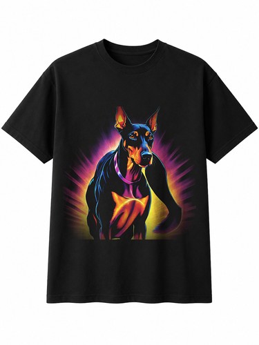 Colourful doberman glowing dog - doberman,