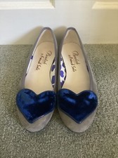 Beulah for French Sole Grey Suede Love Heart Shoes, UK Size 5 1/2, EU