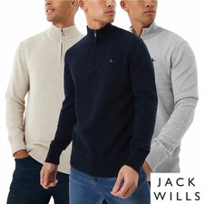 Jack Wills Men's Funnel Neck 1/2 Zip Sweater in Navy, Oatmeal & Grey Sizes M-XXL