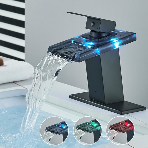 Black bathroom sink faucet led - bathroom,
