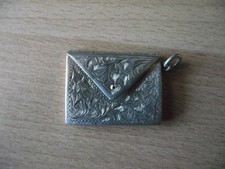 ANTIQUE CHESTER 1902 STERLING SILVER HALLMARKED ENVELOPE CHATALAINE STAMP CASE