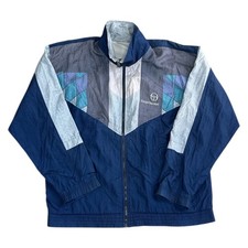 Sergio Tacchini Track Jacket 90s Retro Full Zip Vintage Blue Mens Medium