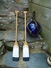 2 X Boat Paddles Oars Wooden Nautical Beach Seaside Sea Wall Display Art white