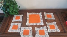 Set of Unique handmade Crochet Serviettes Coasters Placemats 100% Linen