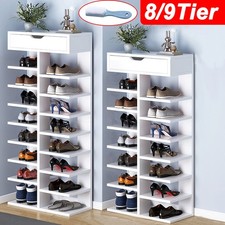 8/9 Tier Shoe Storage Rack Standing Cabinet Footwear Organizer Narrow Shelf Wood