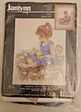 Vintage Janlynn Daisy Girl Counted Cross Stitch Kit Nancy Cole USA 1996 Sealed