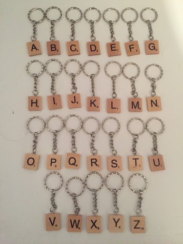 Scrabble tile letter keyring - scrabble,