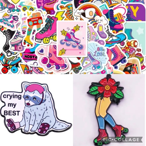 Roller skate pins and stickers - pins,