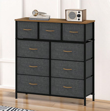 Fabric Chest of Drawers 9 Drawer Dresser Bedroom Bedside Storage Organizer Unit