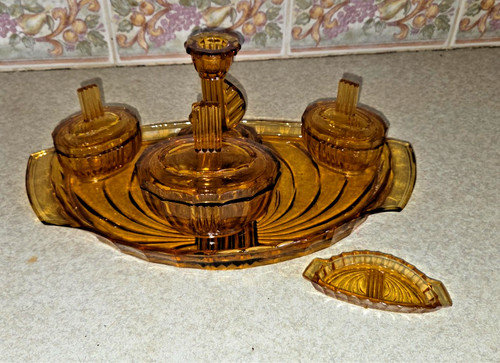 Art deco amber glass - glass, vanity