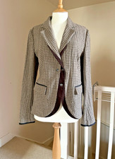 Myrine Antwerp Blazer Jacket Size M Brown Houndstooth Wool Blend 2 Pockets