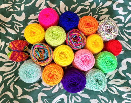 470g neon bright knitting wool - neon,