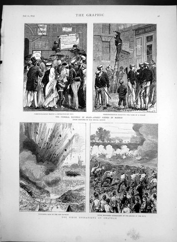 Old antique print - antique, siege