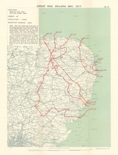 WW1 German Airship Raid 23rd–24 May 1917 Norfolk Suffolk Norwich 1935 old map