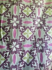 Quirky geometric purple pink curtains ringtop each 87"d x 105"w Quadrille Clarke