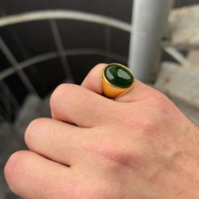 Men Green Jade Stone Classic