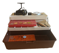 Box of fishing tackle with DAM
