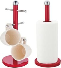 Set of Stainless Steel Coffee Tea Mug Tree and Kitchen Roll Holder High Quality