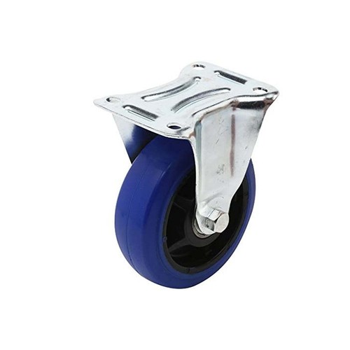 Blue fixed plate castor - castor, wheel