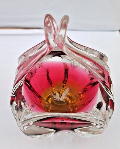 Vintage chribska glass basket - vintage,