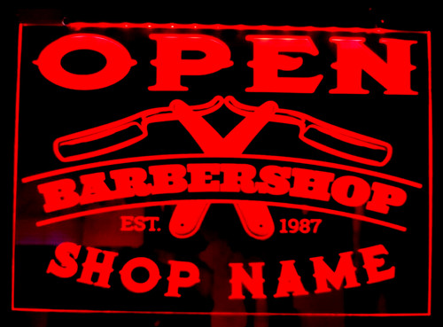 Barber shop open light - open, sign