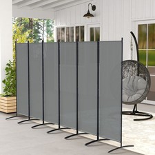 Garden Room Divider with 6 Panel, Foldable Outdoor Privacy Screen, Dark Grey