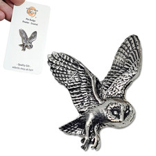 Barn Owl Pin Badge Pewter