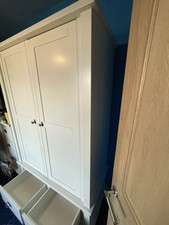 White Nursery Furniture Set 3-Piece Shaker Style Cot/ Tot Bed, Wardrobe, Drawers