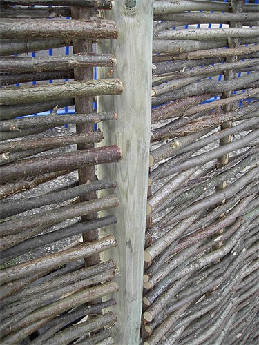 Wooden fence posts round - fence,