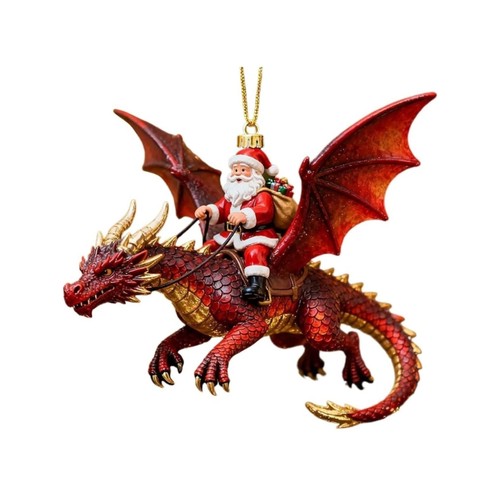 Resin santa riding dragon - riding,