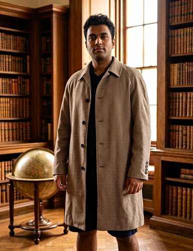 Men beige wool - beige, tweed