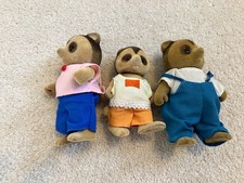Vintage Maple Town, Sylvanian, calico critters Raccoon Family x 3
