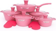 IBRAA 12 Piece Cooking pots Non-Stick Induction Bricks Shape Easy Cleansing semi