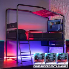 X ROCKER Contra Mid Sleeper TV Gaming Bunk Bed | 4 Ways to Build, 32" TV Mount