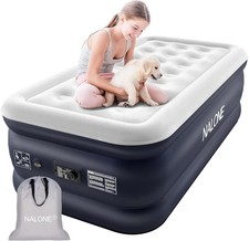 NALONE Overnight Guest Air bed Single, Inflatable mattress Built in Pump