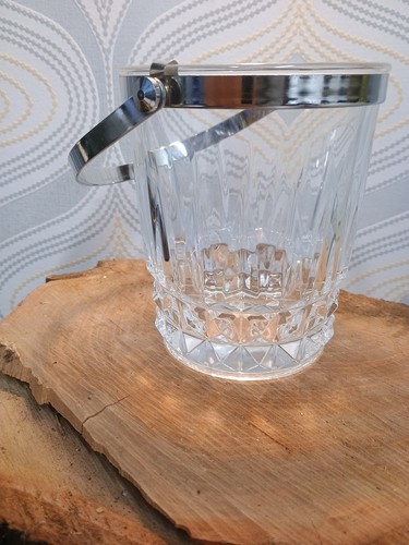 Vintage glass ice bucket with - vintage,
