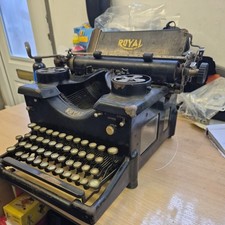 Royal Typewriter No. 10 Vintage Dual Beveled Glass Panels 1930s. 