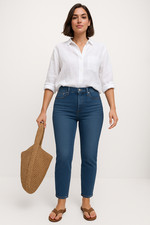 ex UK Brand Mom Fit Jeans Womens High Waist Relaxed Fit Stretch Denim Pants