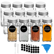 12/36X Spice Jars Square Glass