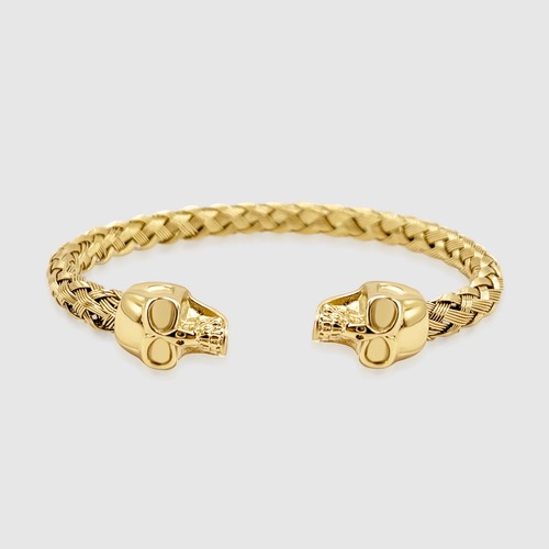 18k gold twin skull luxury - gold,
