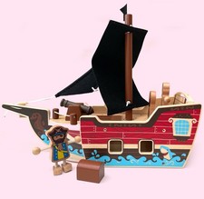 Wooden pirate ship with play