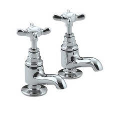 Bristan Vanity Basin Taps Pair 1901 Chrome-plated Brass Construction Pillar Taps